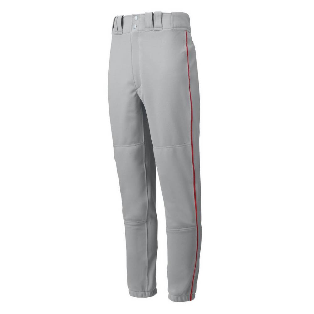 Mizuno Men's Premier Piped Baseball Pants Grey/Red (350148-AKV)